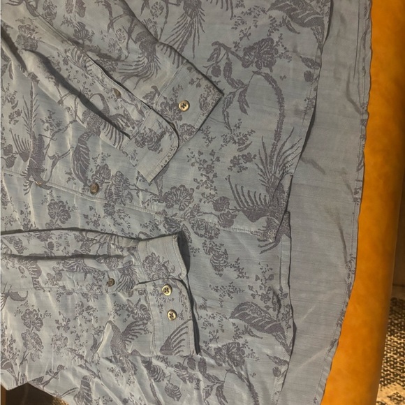 Tommy Bahama Men’s XL Collared Longsleeve Hawaiian Blue Floral Comfy - Picture 9 of 12